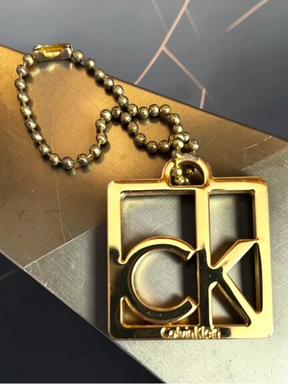 Calvin Klein Gold-Tone CK Square Logo Keychain - Bag Charm Accessory NWOT - Picture 4 of 6